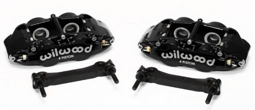 Picture of Wilwood Narrow Superlite 4R Rear Caliper Bracket Kit - Black 97 - 13 C5C6 Corvette w OEM Rotors