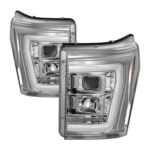 Picture of Spyder 11 - 16 Ford F - 250F - 350 V2 Projector Headlights - Light Bar DRL - Chrome PRO - YD - FS11V2 - LB - C