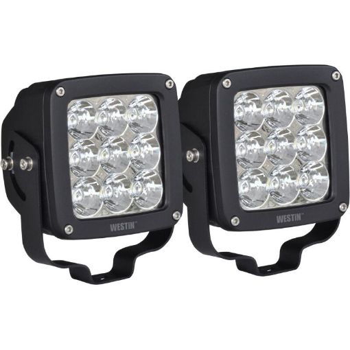 Picture of Westin Axis LED Auxiliary Light 4.5 inch x 4.5 inch Square Spot w3W Osram (Set of 2) - Black