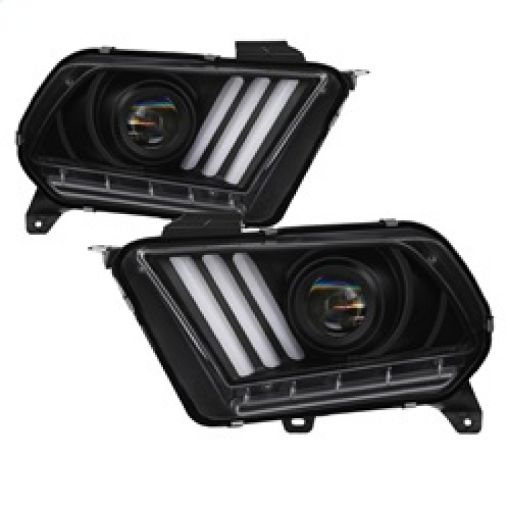 Picture of Spyder 10 - 13 Ford Mustang - Halogen - Projector Headlights - LED Signals - Black (PRO - YD - FM2010V2 - BK)