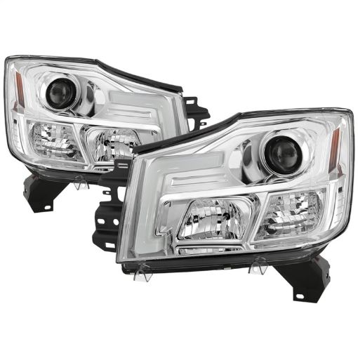 Picture of Spyder 04 - 15 Nissan Titan 04 - 07 Nissan Armada V2 Projector Headlights - Chrome PRO - YD - NTI04 - DRL - C