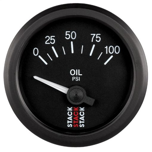 Picture of Autometer Stack Instruments 52mm 0 - 100 PSI 18in NPTF Electronic Oil Pressure Gauge - Black